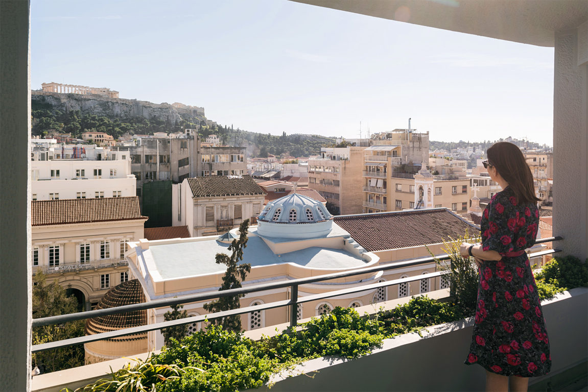 Modernist architecture of Perianth Hotel in central Athens