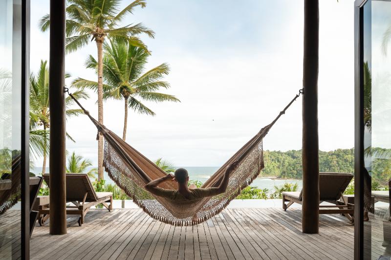 Modern spa hotel emphasizing quiet, minimalist design and relaxation