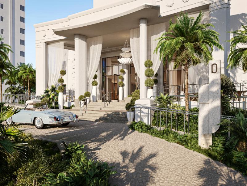 Delano Miami Beach Art Deco hotel entrance after 2026 reopening