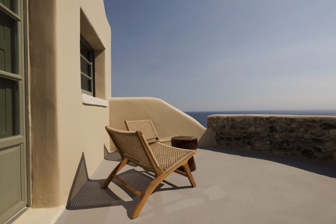 Neema Maison Finikia Santorini exterior carved into volcanic rock