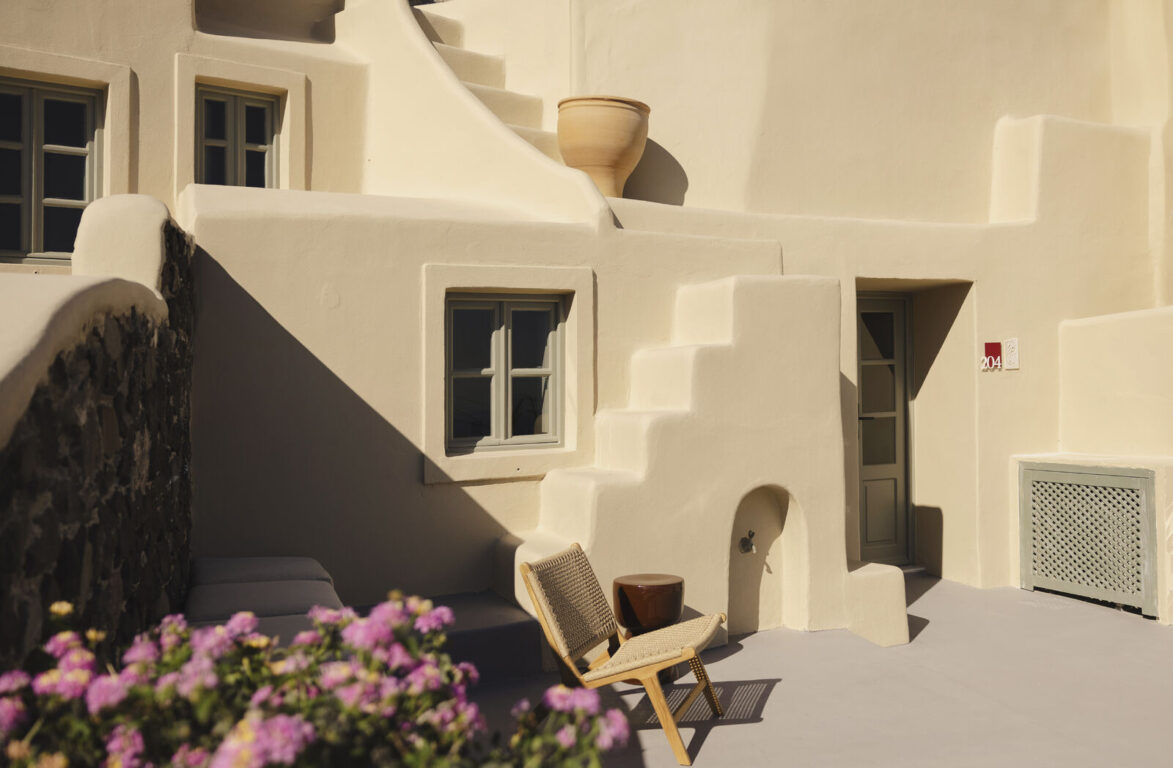 Cycladic exterior architecture at Neema Maison Finikia Santorini