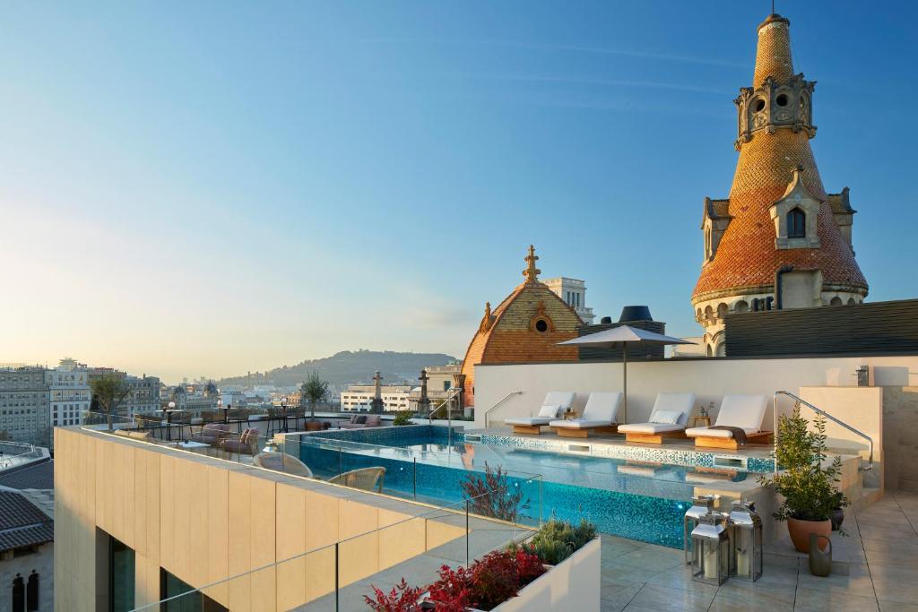 Skyline view from ME Barcelona rooftop bar