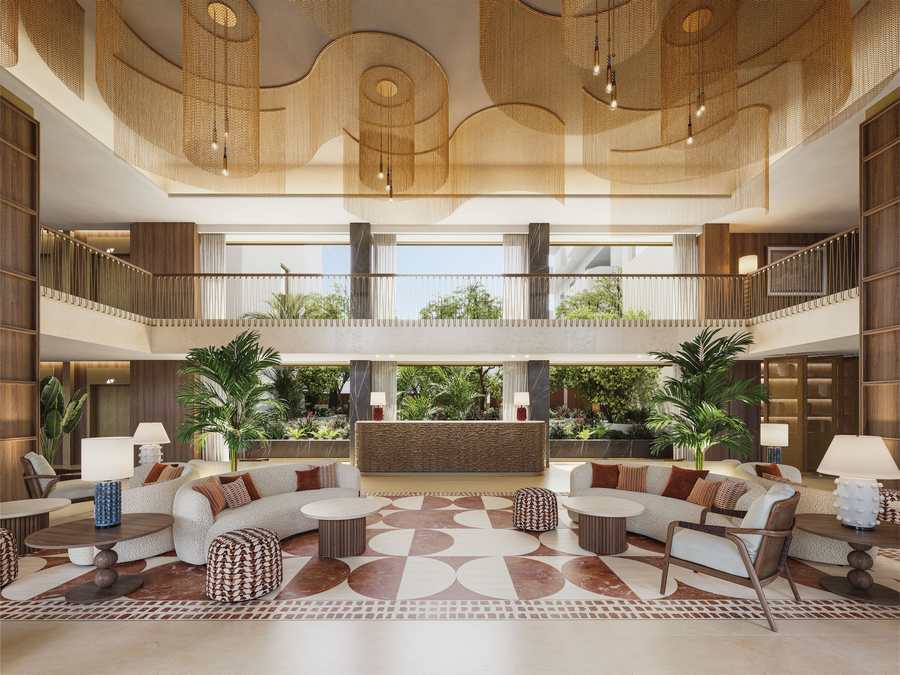 Hilton Chania Old Town Resort and Spa lobby rendering with contemporary design in Crete