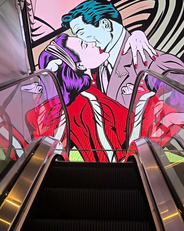 D*Face mural inside art'otel London Hoxton featuring bold pop art street style artwork