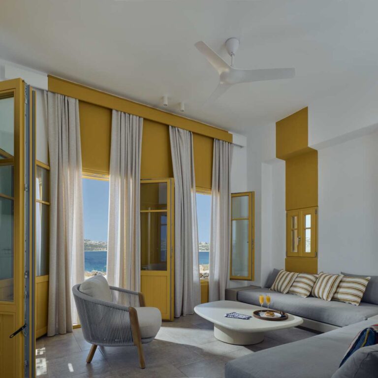 AMORGINA suite interior with private veranda, Agios Pavlos Amorgos, Cyclades